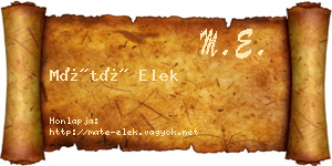 Máté Elek névjegykártya